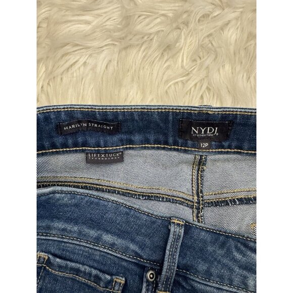 NYDJ Marilyn Straight Stretch Blue Jeans Size 12P‎ Not Your Daughter’s Jeans - Picture 3 of 8